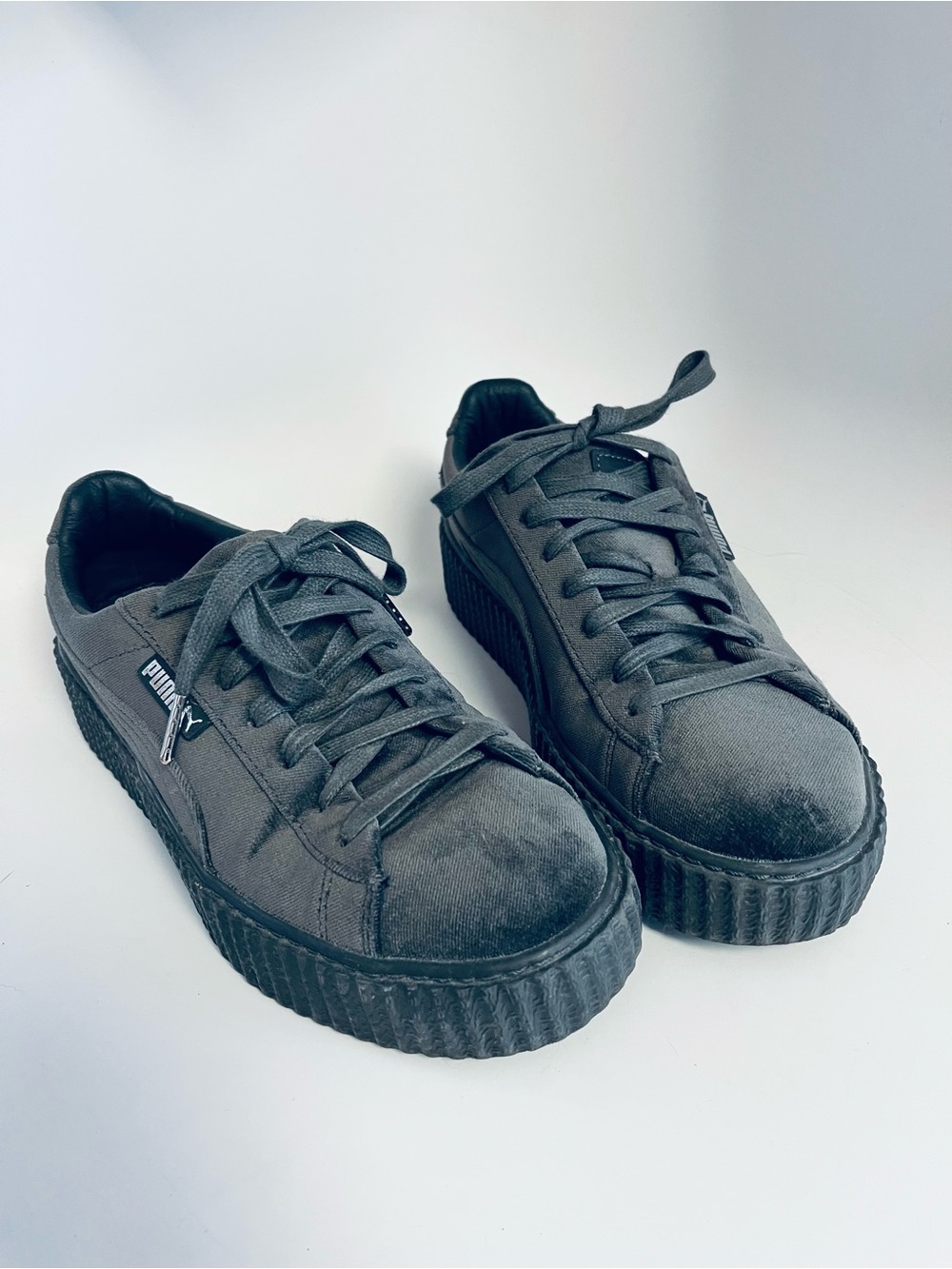 Fenty x Puma Velvet Platform Sneakers in Gray